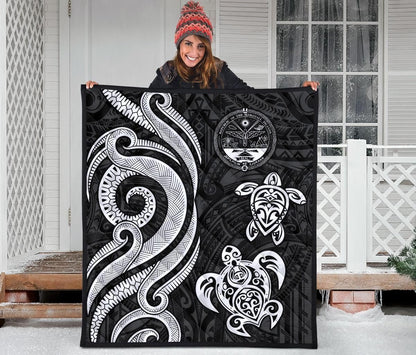 Marshall Islands Premium Quilt - White Tentacle Turtle Crest