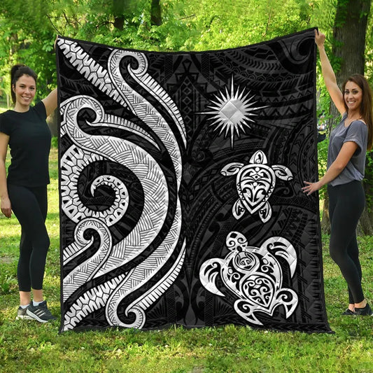 Marshall Islands Premium Quilt - White Tentacle Turtle