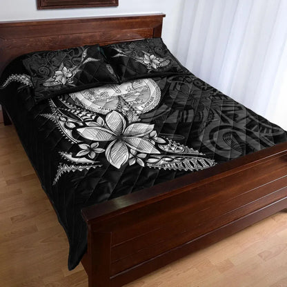 Marshall Islands Quilt Bed Set - Fish With Plumeria Flowers Style