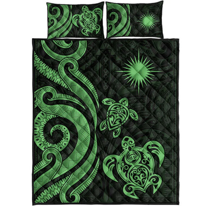 Marshall Islands Quilt Bed Set - Green Tentacle Turtle