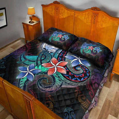 Marshall Islands Quilt Bed Set - Plumeria Flowers Style