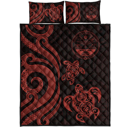 Marshall Islands Quilt Bed Set - Red Tentacle Turtle Crest