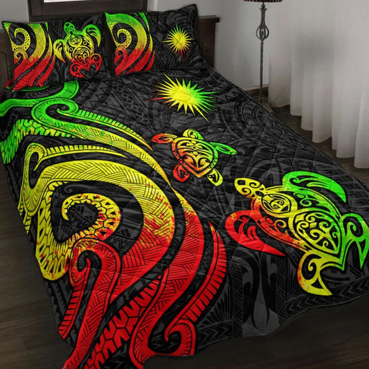 Marshall Islands Quilt Bed Set - Reggae Tentacle Turtle