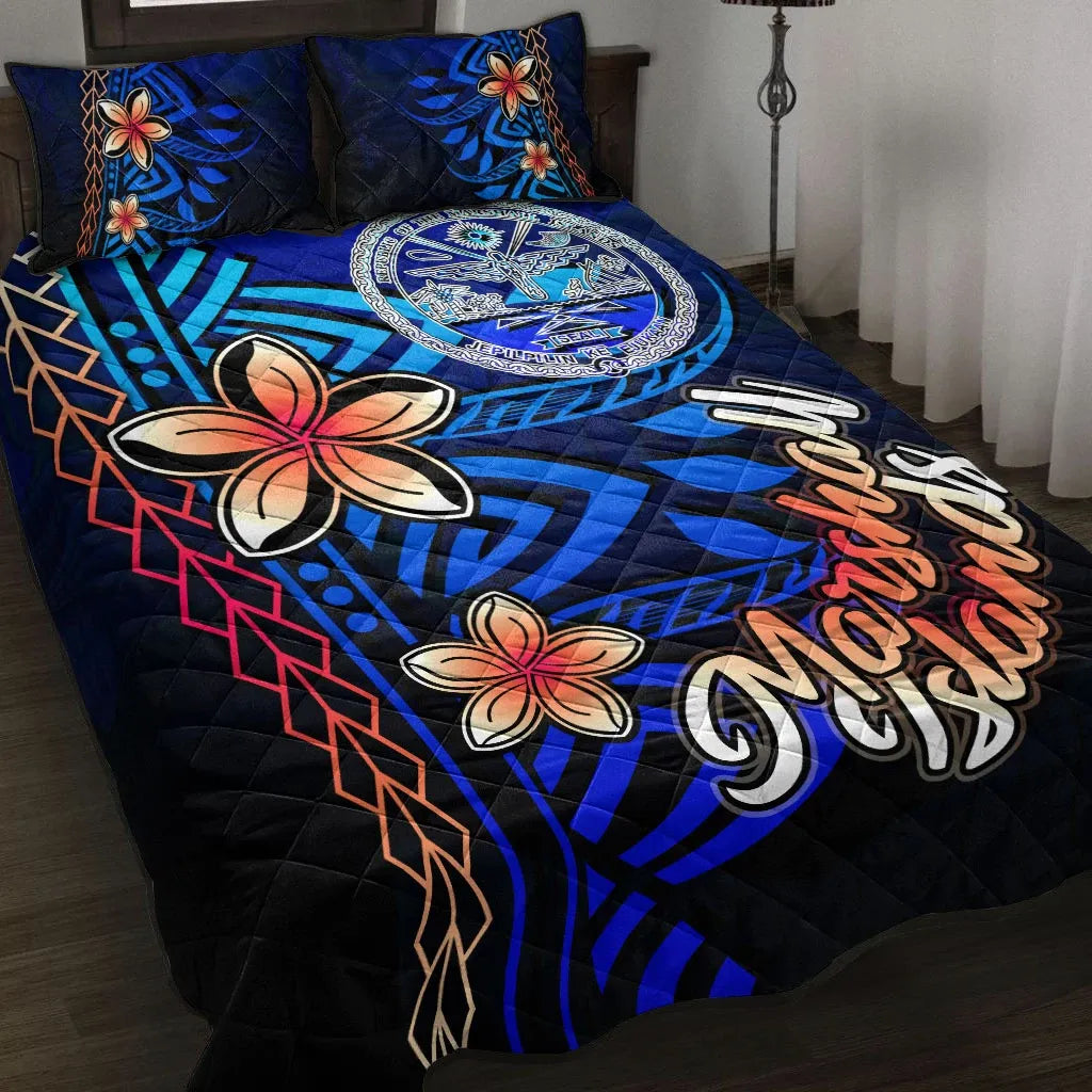 Marshall Islands Quilt Bed Set - Vintage Tribal Mountain Crest
