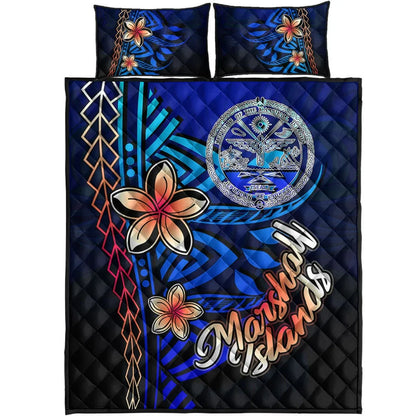 Marshall Islands Quilt Bed Set - Vintage Tribal Mountain Crest