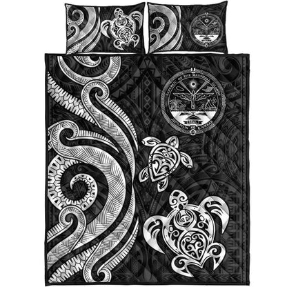 Marshall Islands Quilt Bed Set - White Tentacle Turtle Crest