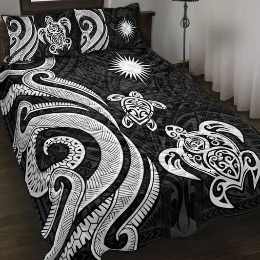 Marshall Islands Quilt Bed Set - White Tentacle Turtle