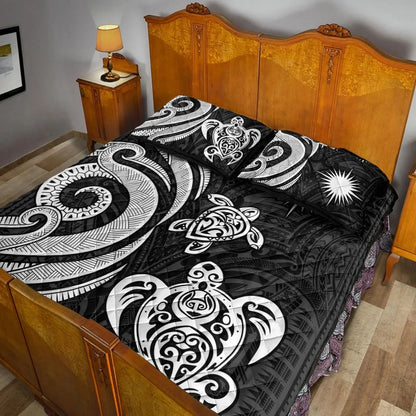 Marshall Islands Quilt Bed Set - White Tentacle Turtle
