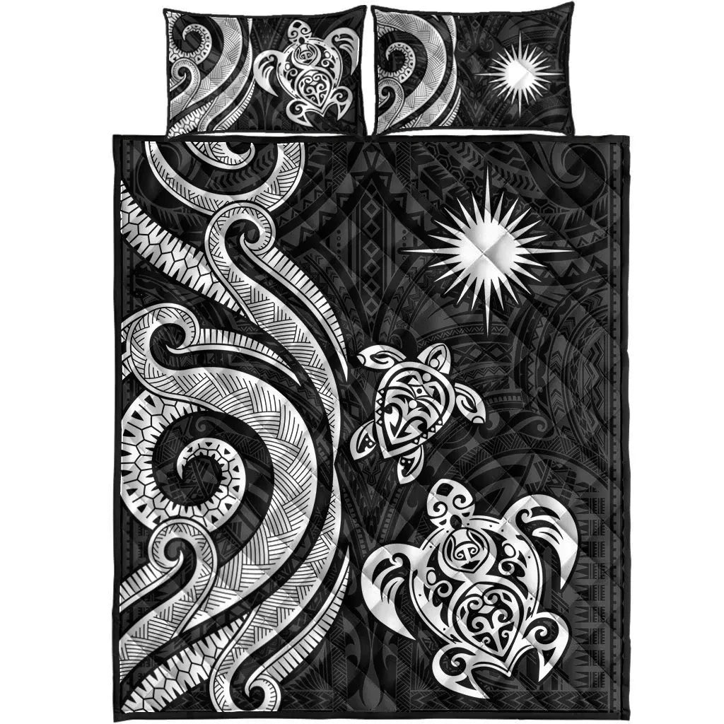 Marshall Islands Quilt Bed Set - White Tentacle Turtle