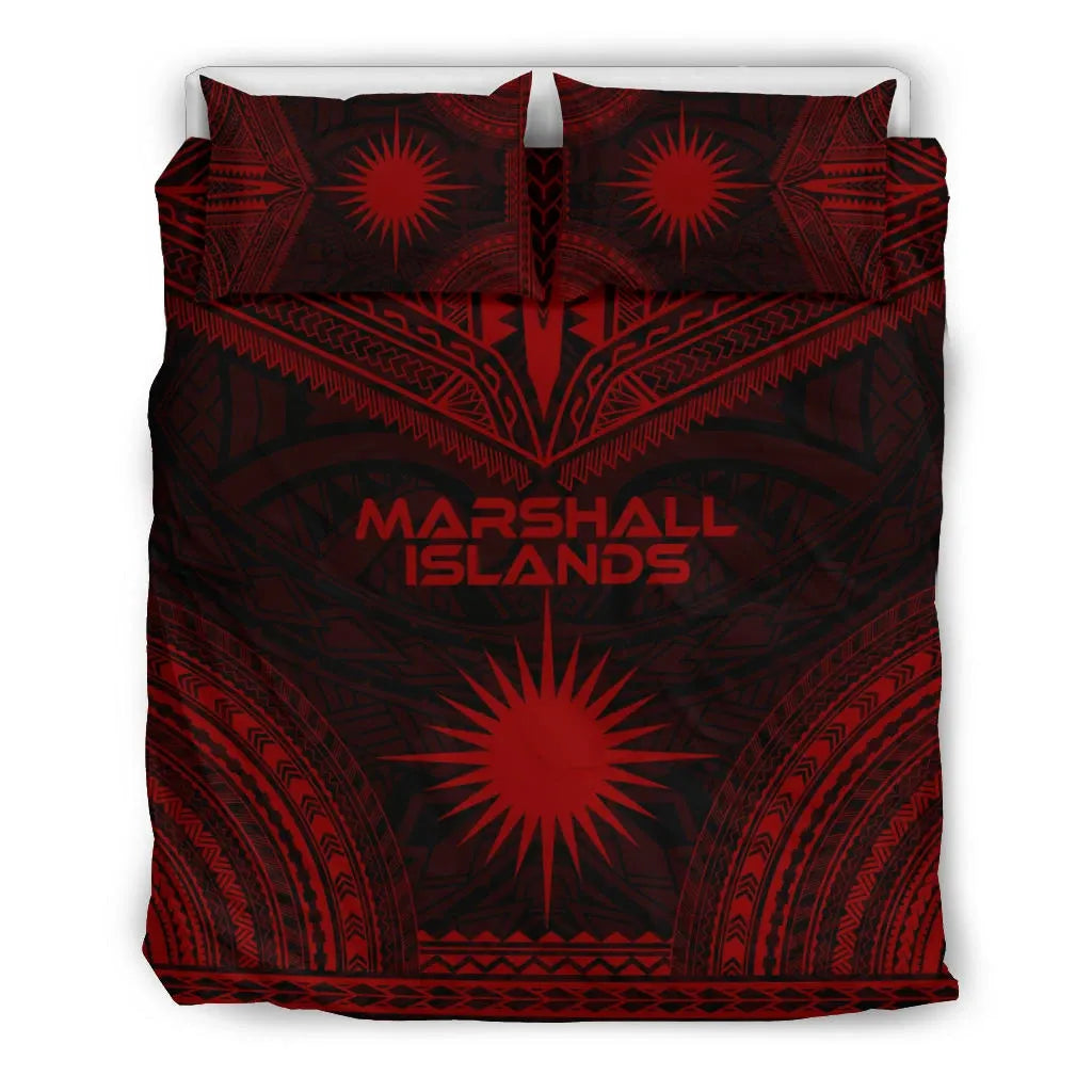 Marshall Islands Polynesian Chief Duvet Cover Set - Red Version