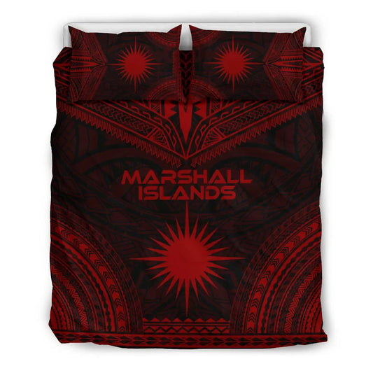 Marshall Islands Polynesian Chief Duvet Cover Set - Red Version