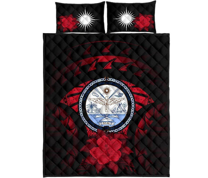 Marshall Islands Polynesian Quilt Bed Set Hibiscus Red