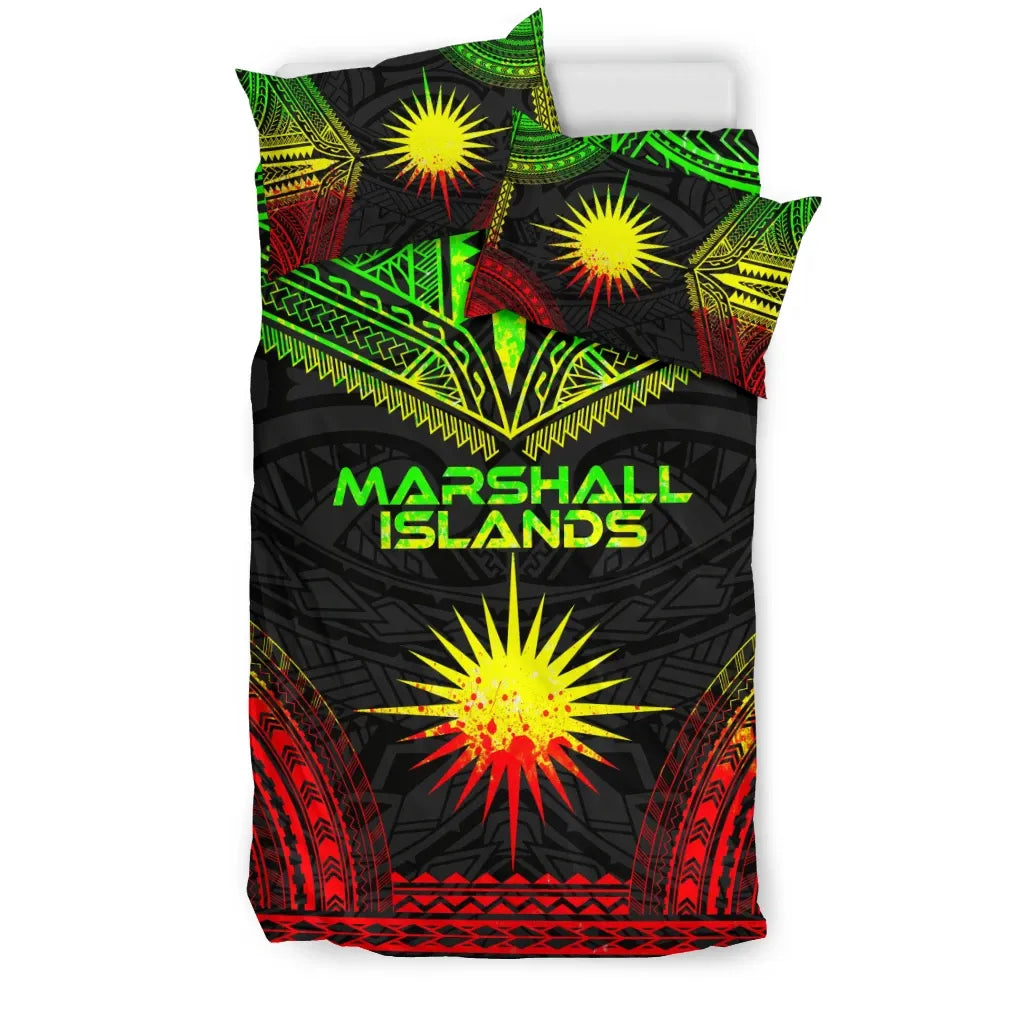 Marshall Islands Polynesian Chief Duvet Cover Set - Reggae Version