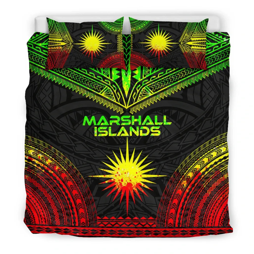 Marshall Islands Polynesian Chief Duvet Cover Set - Reggae Version