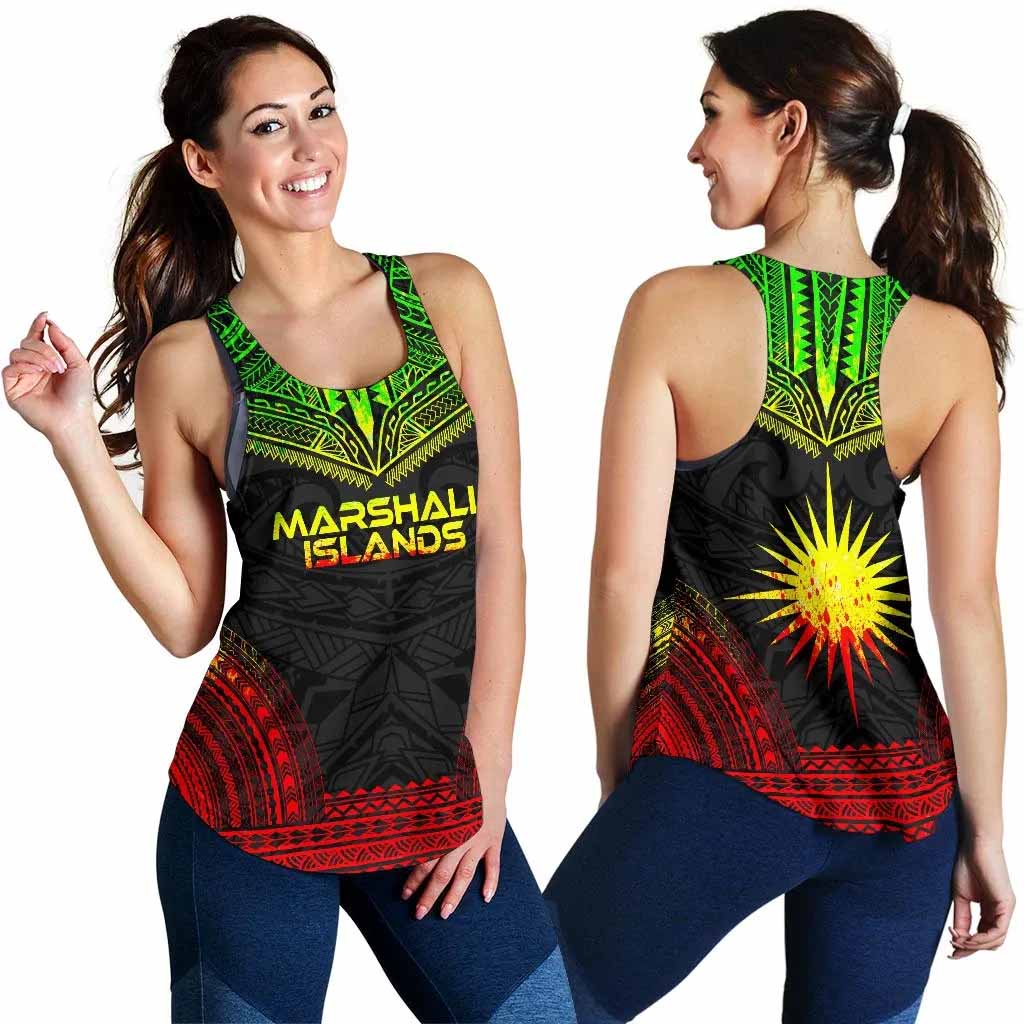 Marshall Islands Women Racerback Tank - Polynesian Chief Reggae Version