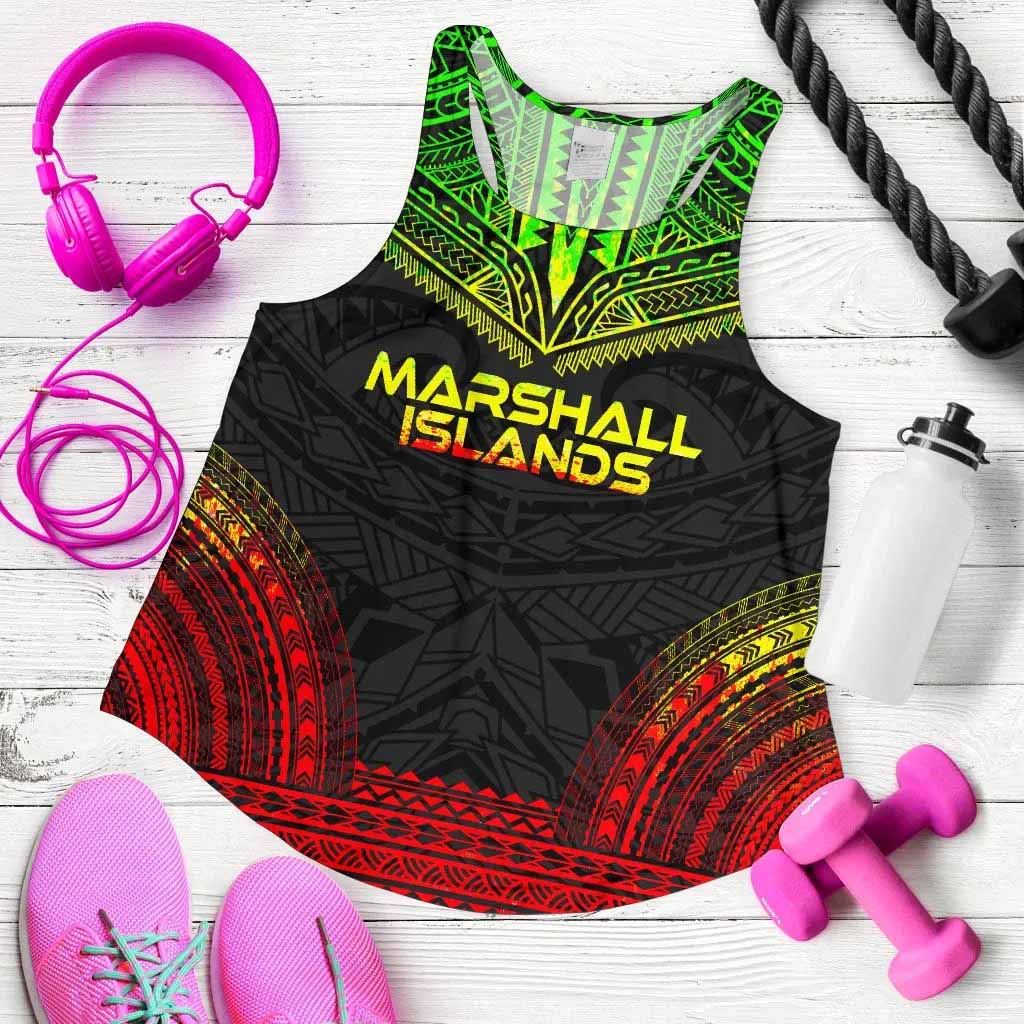 Marshall Islands Women Racerback Tank - Polynesian Chief Reggae Version