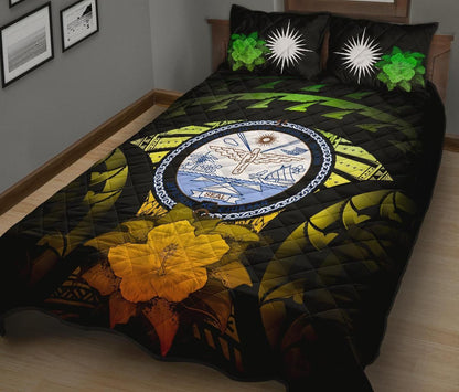 Marshall Islands Polynesian Quilt Bed Set Hibiscus Reggae