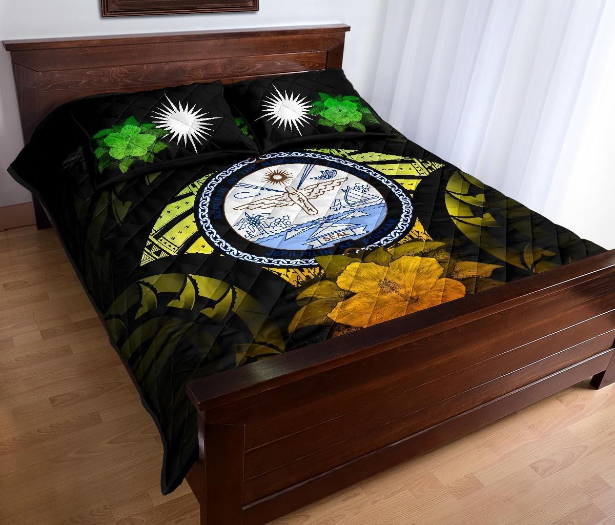 Marshall Islands Polynesian Quilt Bed Set Hibiscus Reggae