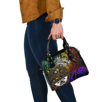 Marshall Islands Shoulder Handbag - Rainbow Polynesian Pattern Crest