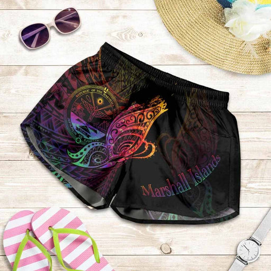 Marshall Islands Women Shorts - Butterfly Polynesian Style