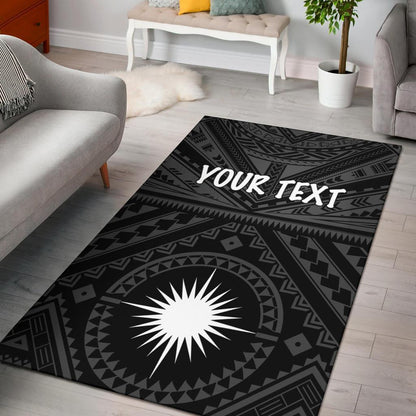 Marshall Personalised Area Rug - Marshall Seal With Polynesian Tattoo Style ( Black)