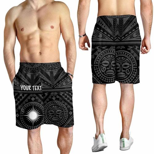 Marshall Personalised Men Shorts - Marshall Seal With Polynesian Tattoo Style ( Black)