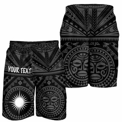 Marshall Personalised Men Shorts - Marshall Seal With Polynesian Tattoo Style ( Black)