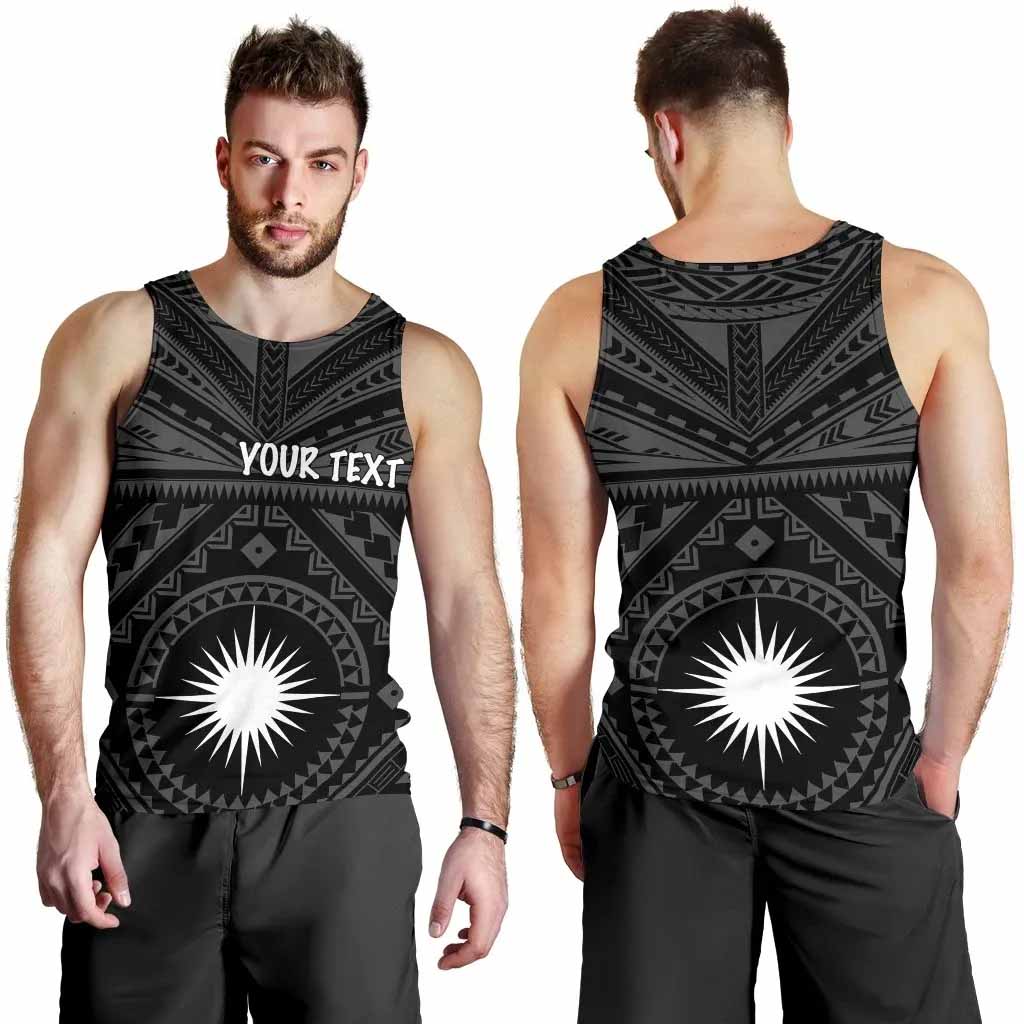 Marshall Personalised Men Tank Top - Marshall Seal With Polynesian Tattoo Style ( Black)