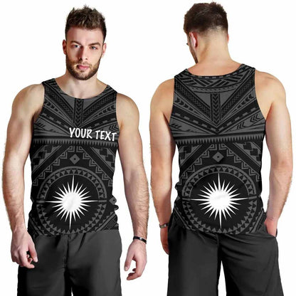 Marshall Personalised Men Tank Top - Marshall Seal With Polynesian Tattoo Style ( Black)