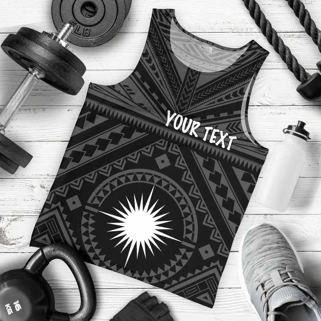 Marshall Personalised Men Tank Top - Marshall Seal With Polynesian Tattoo Style ( Black)