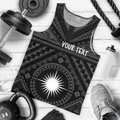 Marshall Personalised Men Tank Top - Marshall Seal With Polynesian Tattoo Style ( Black)