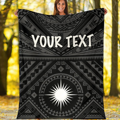 Marshall Personalised Premium Blanket - Marshall Seal With Polynesian Tattoo Style (Black)