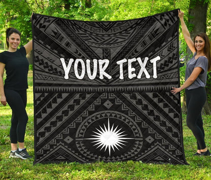 Marshall Personalised Premium Quilt - Marshall Seal With Polynesian Tattoo Style ( Black)