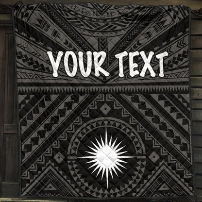 Marshall Personalised Premium Quilt - Marshall Seal With Polynesian Tattoo Style ( Black)