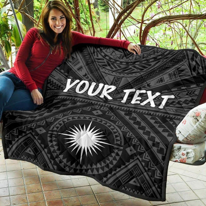 Marshall Personalised Premium Quilt - Marshall Seal With Polynesian Tattoo Style ( Black)