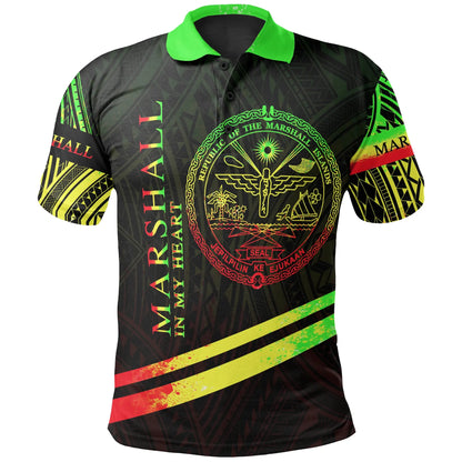 Marshall Islands Polo Shirt - In My Heart Style Reggae Polynesian Patterns