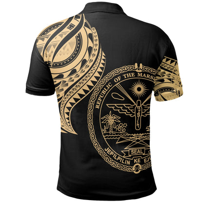 Marshall Polo Shirt - Marshall Tatau Gold Patterns With Coat Of Arms