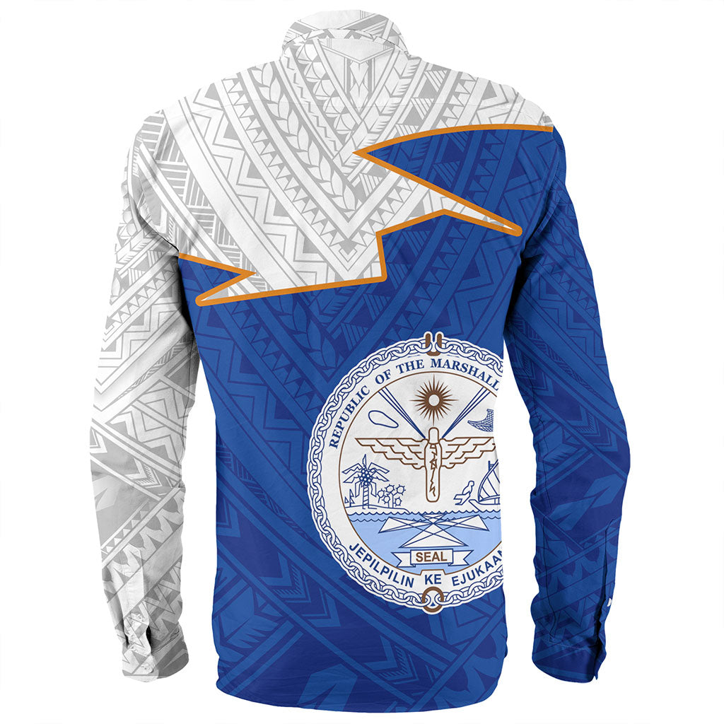 Marshall Islands Long Sleeve Shirt Polynesian Tattoo Flag And Coat Of Arms
