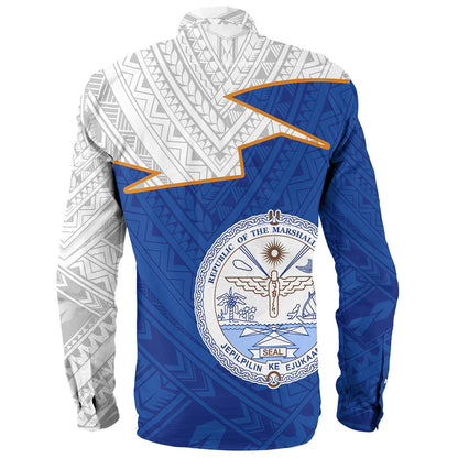 Marshall Islands Long Sleeve Shirt Polynesian Tattoo Flag And Coat Of Arms