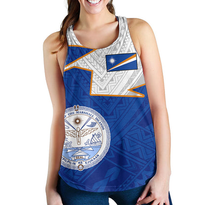 Marshall Islands Women Tank Polynesian Tattoo Flag And Coat Of Arms