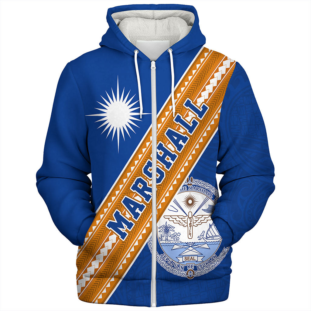 Marshall Islands Sherpa Hoodie Flag And Coat Of Arms