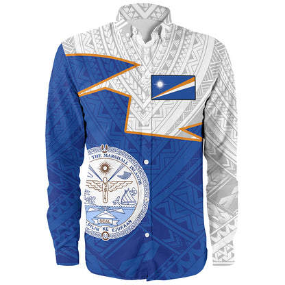 Marshall Islands Long Sleeve Shirt Polynesian Tattoo Flag And Coat Of Arms