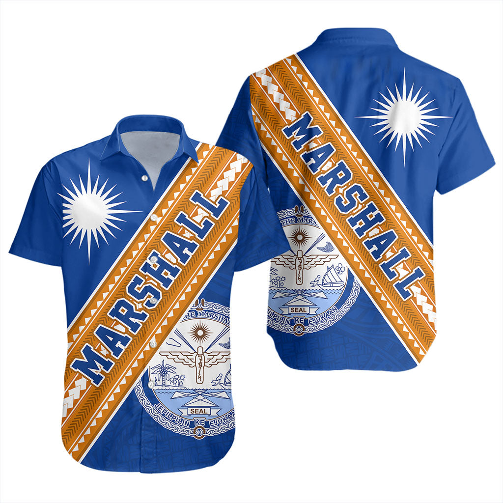 Marshall Islands Short Sleeve Shirt Flag And Coat Of Arms