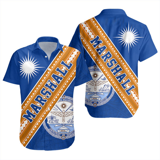 Marshall Islands Short Sleeve Shirt Flag And Coat Of Arms
