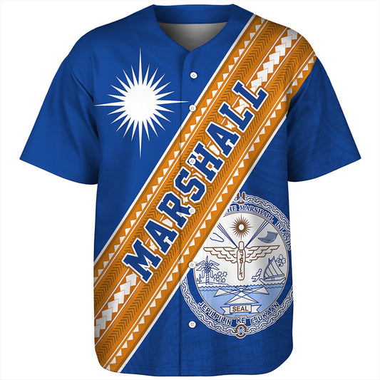 Marshall Islands Baseball Shirt Flag And Coat Of Arms