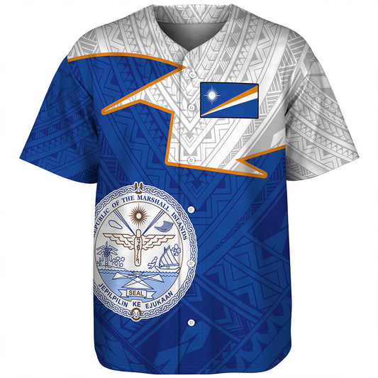 Marshall Islands Baseball Shirt Polynesian Tattoo Flag And Coat Of Arms