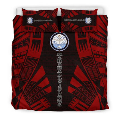 Marshall Islands Duvet Cover Set - Polynesian Tattoo Red
