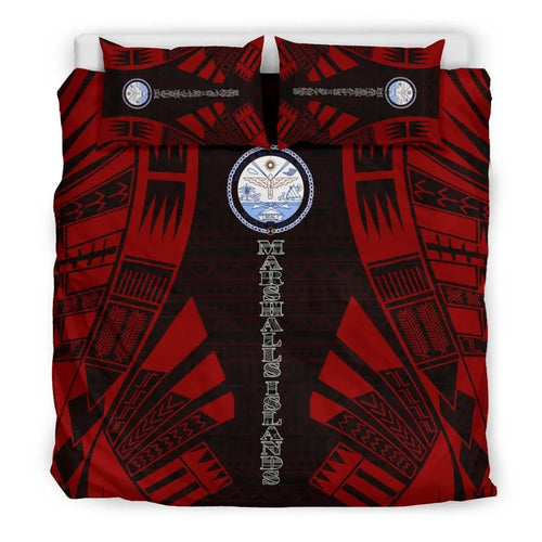 Marshall Islands Duvet Cover Set - Polynesian Tattoo Red