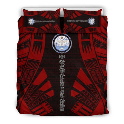 Marshall Islands Duvet Cover Set - Polynesian Tattoo Red