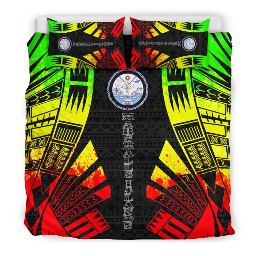 Marshall Islands Duvet Cover Set - Polynesian Tattoo Reggae